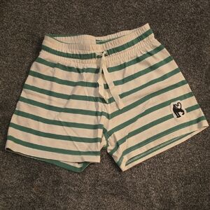 Mini Rodini Green and White Striped Panther Shorts